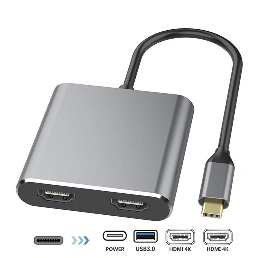 Lightweight Portable 4 in 1 USB Type C To HDMI 4K VGA USB 3 0 Headphone Hub Multiport Adapter USB C Hub Adapter
