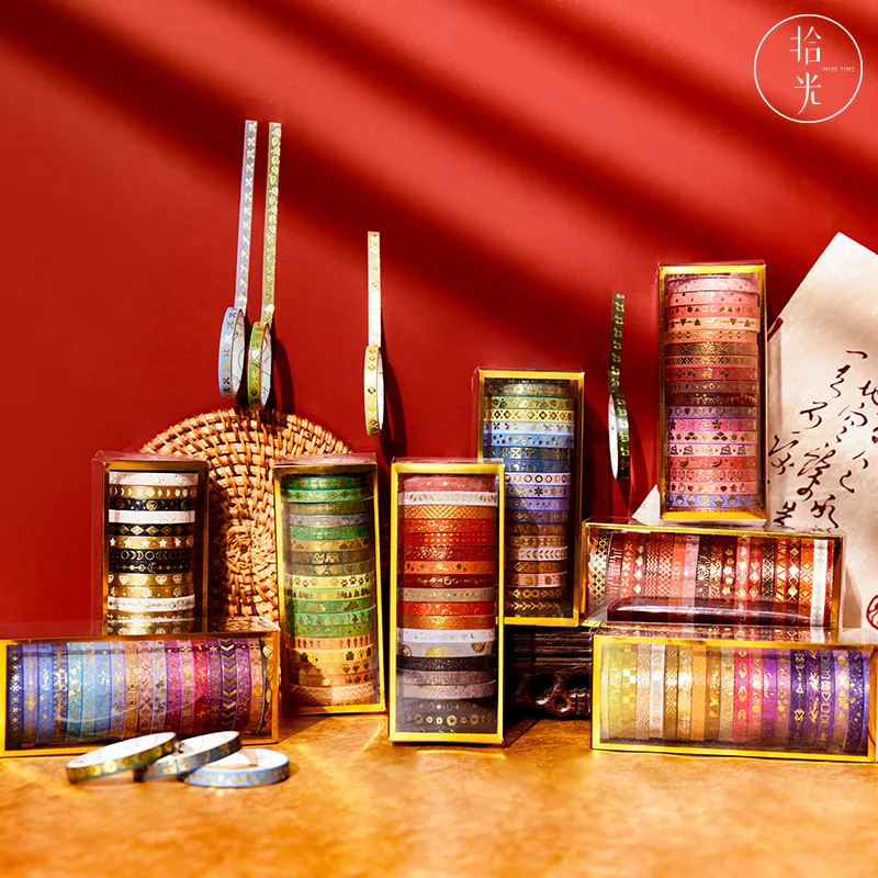 20 rollos conjunto de cintas Washi de oro delgada decorativo enmascarar cintas Washi 2mm de ancho de la cinta de papel para Scrapbooking de regalo