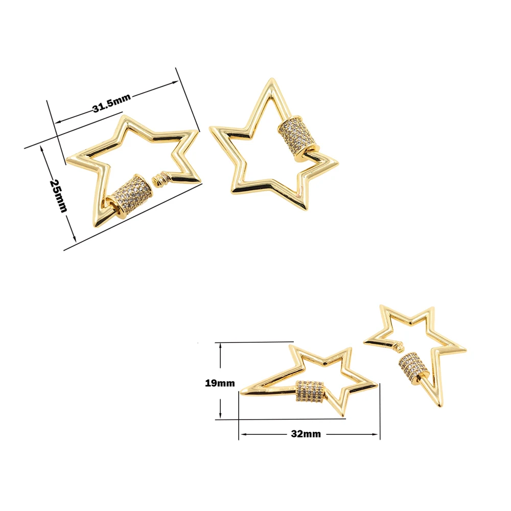 

Star Screw Clasp CZ Brass Zircon Necklace Connector DIY Jewelry Making Carabiner Clasps
