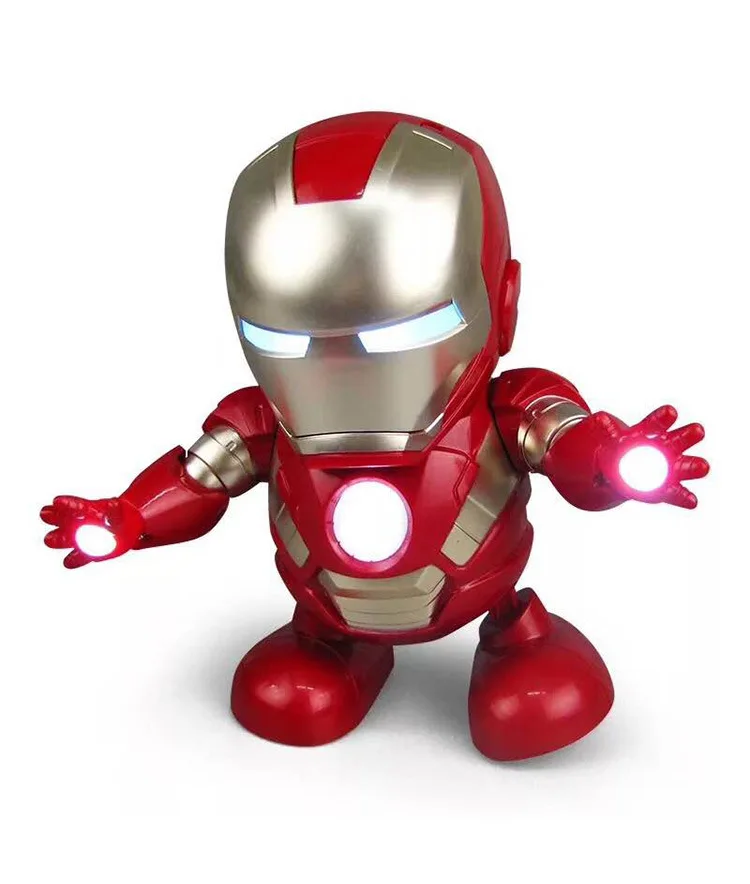 Танцевальный Железный человек фигурка игрушка светодиодный фонарик со звуком Мстители, Железный человек герой электронная игрушка DS49