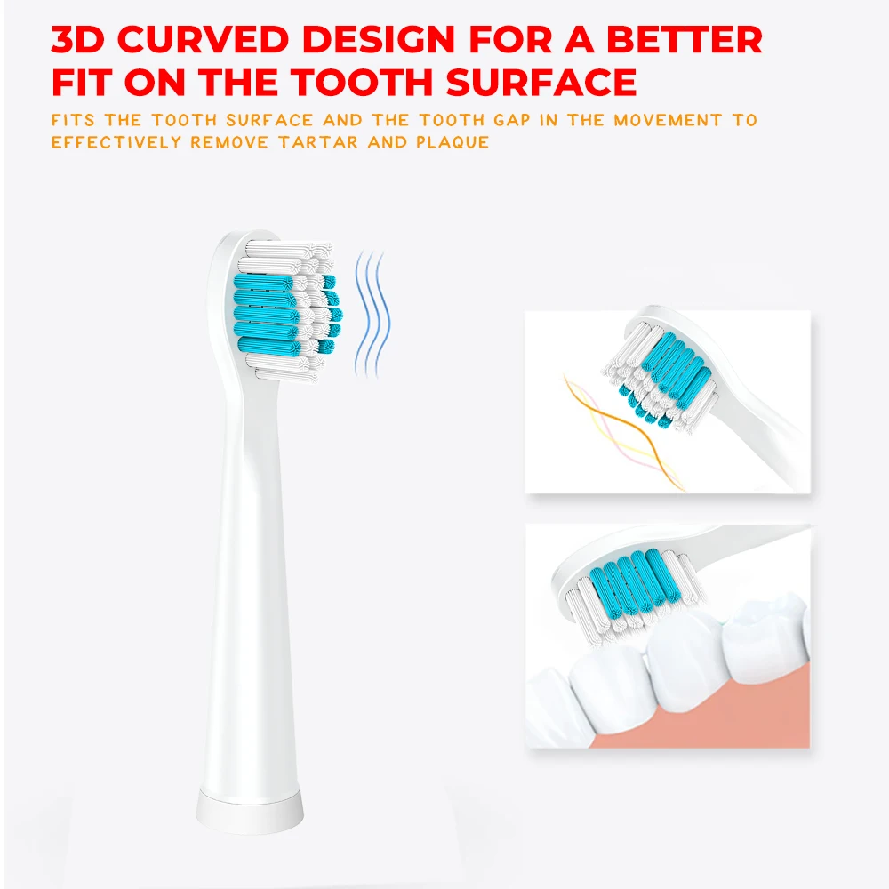 Replacement toothbrush head, Soft hair brush head, Detachable toothbrush head