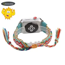 Плетеный веревочный ремешок для apple watch 5 ремешок 44 мм 40 мм iwatch ремешок 42 мм 38 мм браслет ремень ручной работы часы Ремешки для наручных часов серия 5 4 32