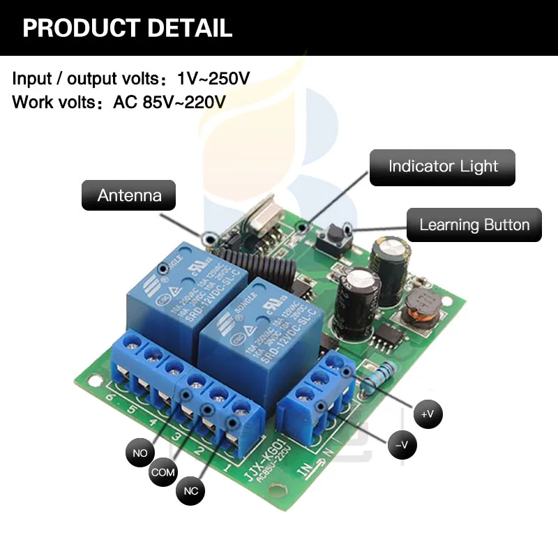 Diese-interruptor de Controle Remoto sem Fio Transmissor de Longo Alcance Luz do Motor do Portão da Garagem 1000m ac 110v 220v 10a 433mhz - Image 3