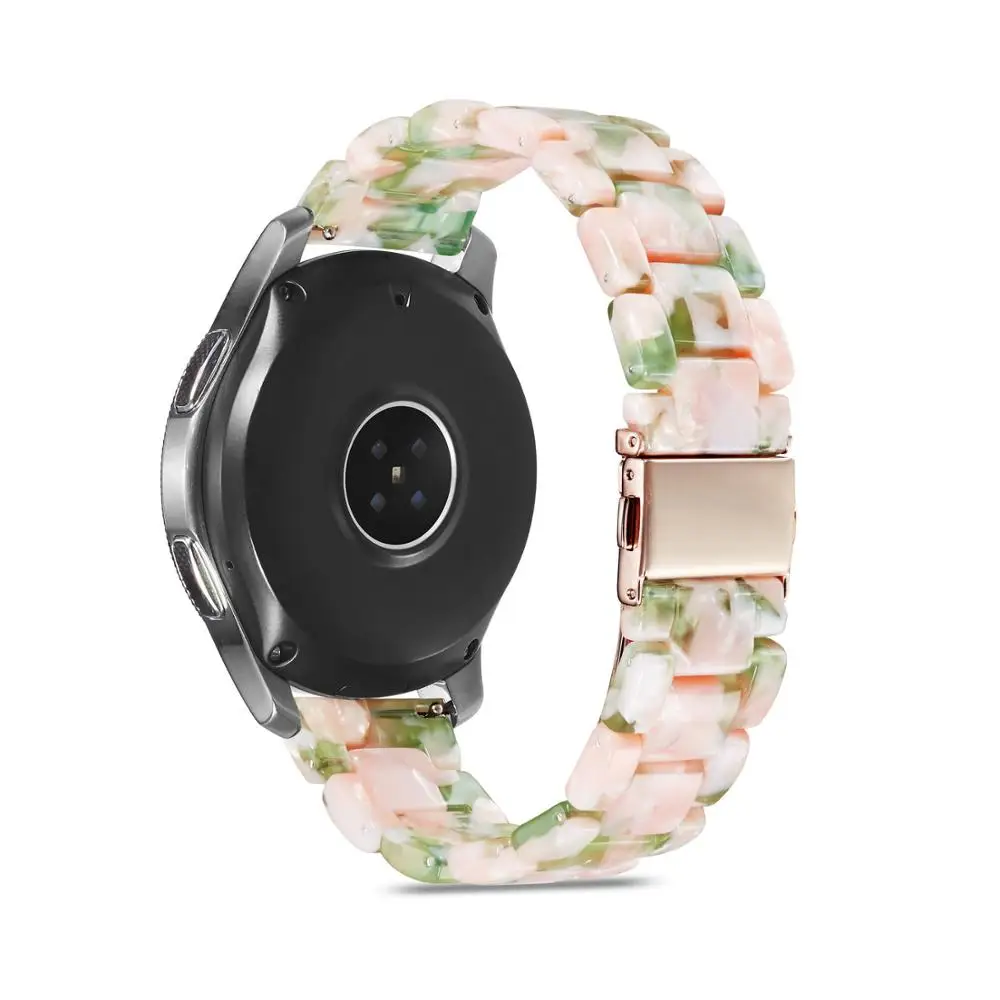 22 мм ремешок для часов из смолы для samsung galaxy 46 мм gear s3 ремешок из нержавеющей стали с пряжкой huawei gt ремешок для часов - Цвет ремешка: pink green