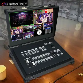 

Devicewell HDS9106 Video switcher with monitor 6 Channel Guide 4-Way SDI+2 HDMI Switcher For New Media Live Broadcasts