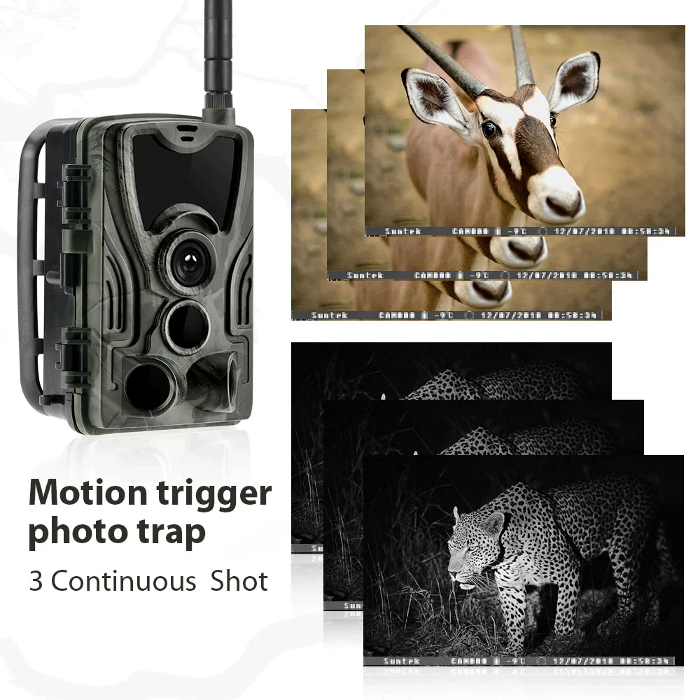 

3G 16MP Hunting Cameras Trail Camera SMS/MMS/SMTP IP66 Photo Traps 0.3s Trigger Time 940nm LEDs Wild Cameras HC-801G