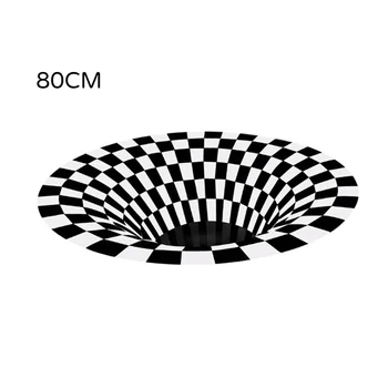 

3D Round Carpet Black White Stereo Vision Mat Living Room Doormat Tea Table Three-dimensional Sofa Illusion Mat Home Decoration