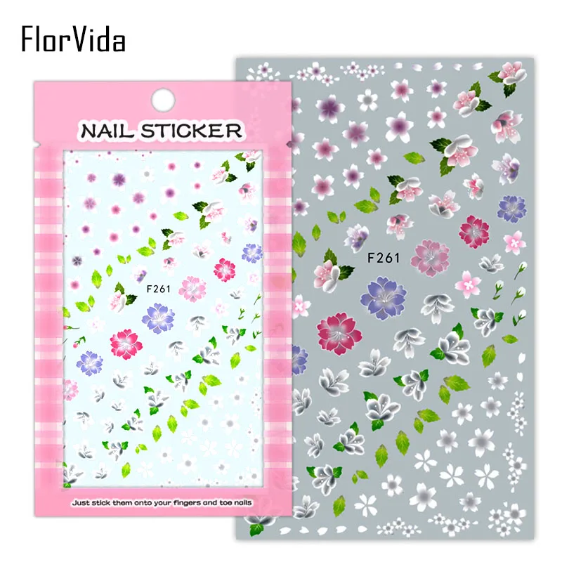 F261 FlorVida, милый медведь, наклейки для ногтей, розовая клубника, маленький торт, специальный китайский свадебный дизайн, наклейки s для украшения ногтей - Цвет: F261