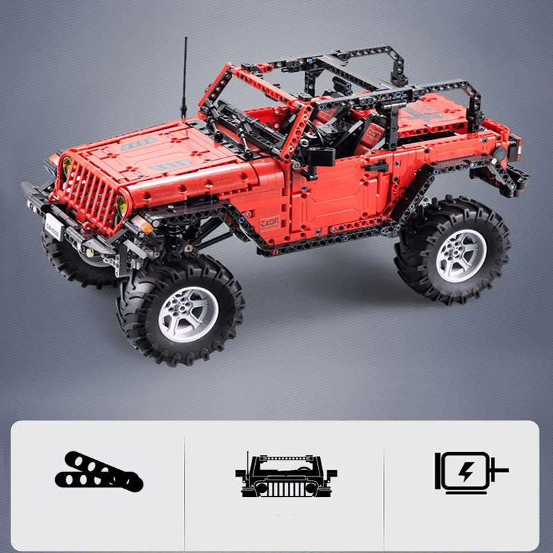 cheap Building Blocks Assembling Toys Invigorating Power Electric Remote Control Off road Car Wrangler Adult Boy Assembling Model Mech