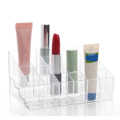 Clear Acrylic 24Lipstick Holder Display Stand Cosmetic Organizer Makeup Case Wonderful lipstick makeup tool display stand holder