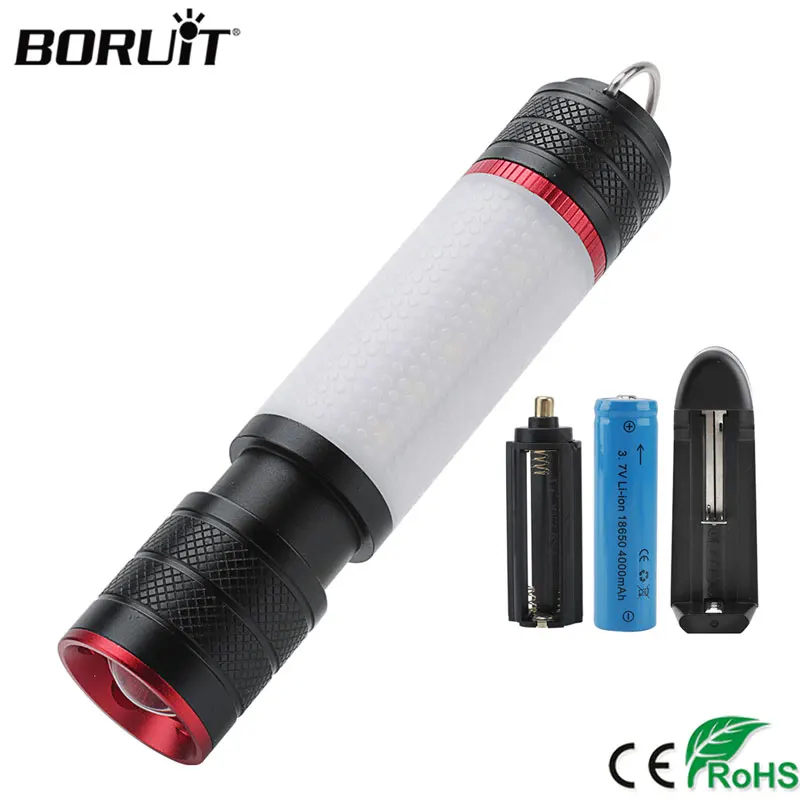 Светодиодный фонарик BORUiT T6 COB 6 режимный зуммируемый фонарь с крючком и магнитом