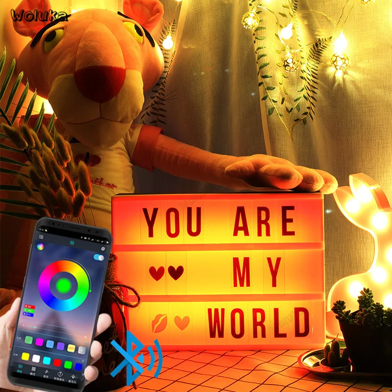 Светильник управления Bluetooth-коробка-лампа буквы-карты Led RGB Комбинация DIY A4 цифры-символы батарея-Питание от Usb CD50 W05