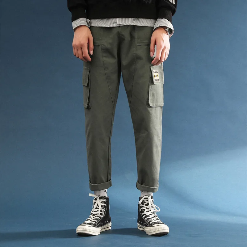 

Large Size K978/P40 Solid Color Loose Casual Pants Trend of Fashion Bib Overall Men Loose And Plus-sized Hundred