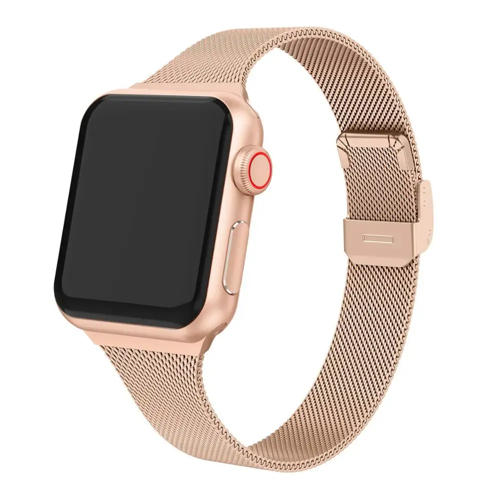 Миланский ремешок для Apple Watch 5 4 ремешок 40 мм iWatch ремешок 38 мм металлический браслет из нержавеющей стали correa Apple watch 4 3 2 38 мм - Цвет ремешка: Rose Gold