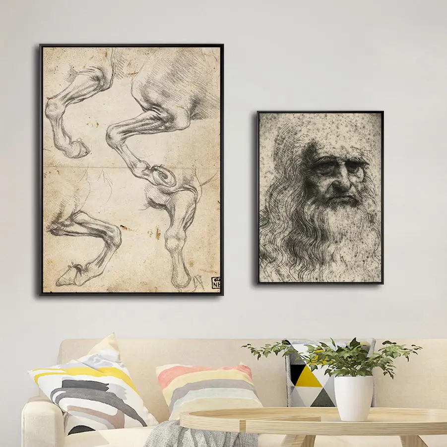 Home Decor Canvas Print Art Wall Pictures Poster Printing Paintings Italian Leonardo Da Vinci Sketch | Дом и сад