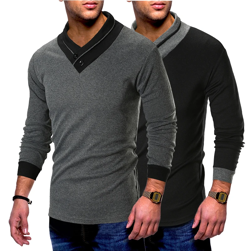 Красивая новая весенняя Мужская спортивная короткая длинная футболка с v-образным вырезом, модная повседневная мужская футболка большого размера в европейском и американском стиле