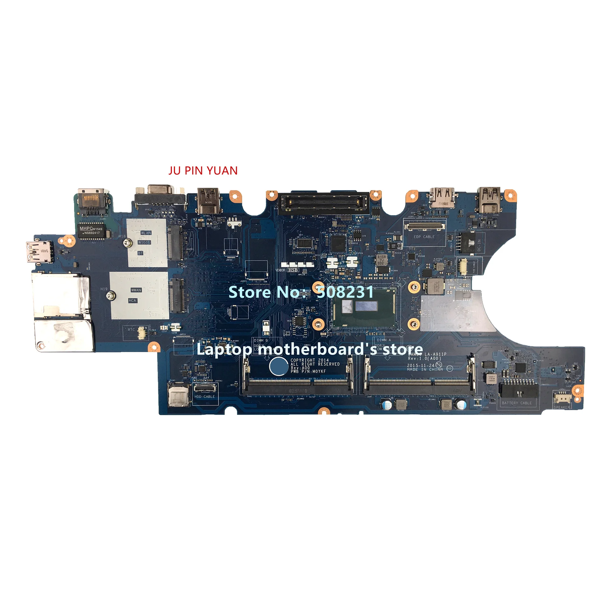 

For Dell Latitude E5550 Laptop Motherboard CN-0V82HM 0V82HM V82HM ZAM80 LA-A911P With I3-5010U CPU DDR3 100% Full Tested