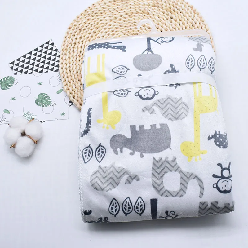 Baby Blankets New Thicken Double Layer Coral Infant Swaddle Bebe Envelope Wrap Printed Newborn Baby Bedding Blanket