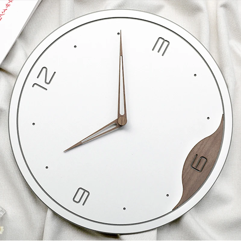 Nordic Wooden Wall Clock Simple Modern Design Minimalism Style Living Room Decoration 3D Art Clock Wall Watch Home Decor 12"