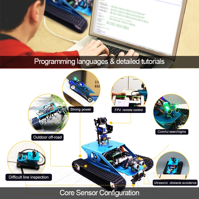 Yahboom AI Vision G1Tank Raspberry Pi Car Kit Open Source Robot with WiFi Video Camera for 4B 3B+for Educational programming toy 4