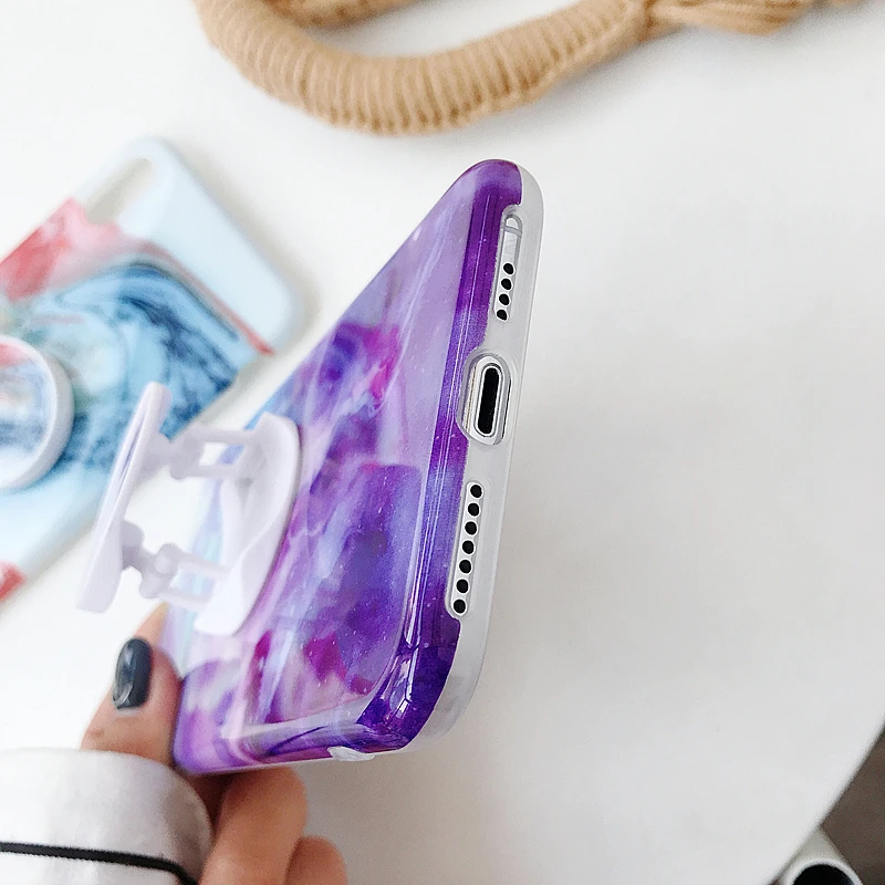 Для iPhone 11 Pro Max X XS XR XS MAX 6S 6 7 8 Plus Мягкий мраморный Ультратонкий силиконовый чехол из ТПУ с подставкой для телефона