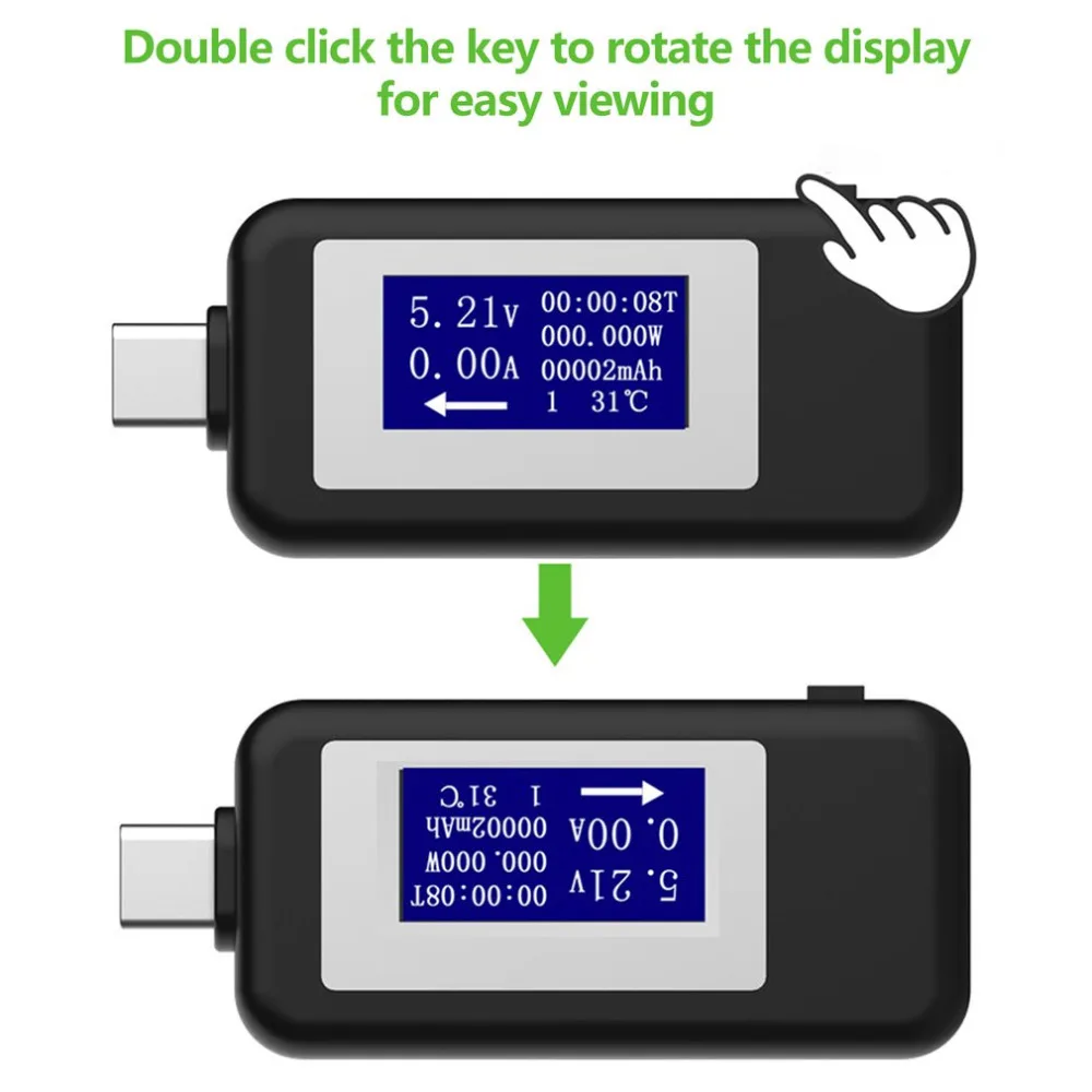 Тип usb-C ЖК-дисплей вольтметр тестер DC4-30V 0-5.1A Амперметр Напряжение измеритель тока, для батареи зарядки измерения кабеля