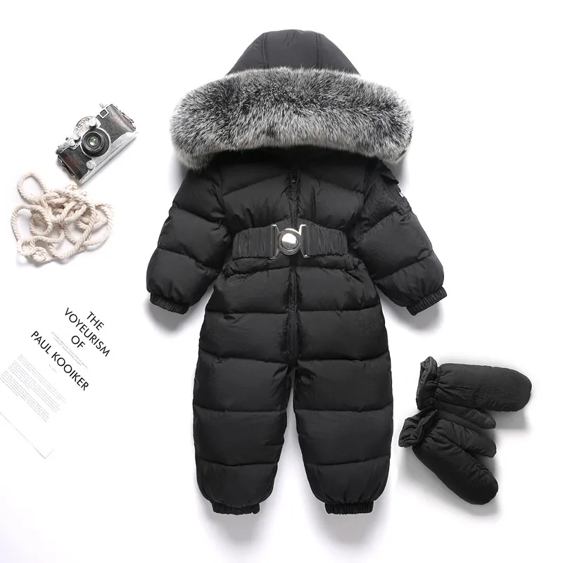 

2020 Fur Hooded Baby Girls Romper Winter Boy Jumpsuit Down Warm Kids Onesie Fleece Children Snowsuit Toddler Clothes Outfits