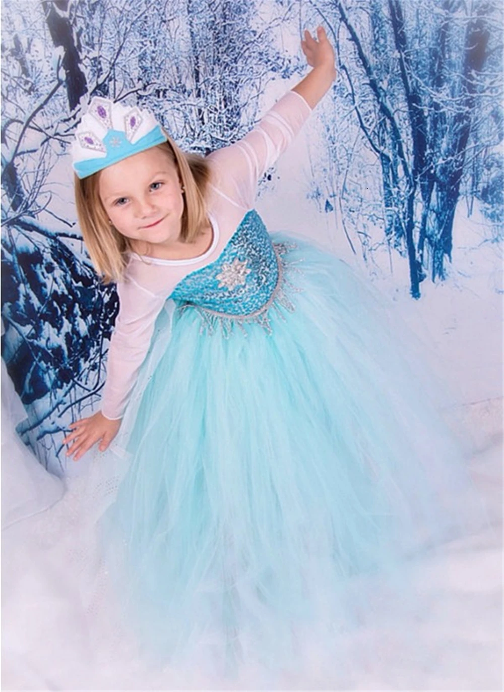 Платье для девочек; платье для дня рождения; костюм принцессы Эльзы и Анны для девочек; костюм Снежной Королевы; платье принцессы; детское праздничное платье; платье для выступлений