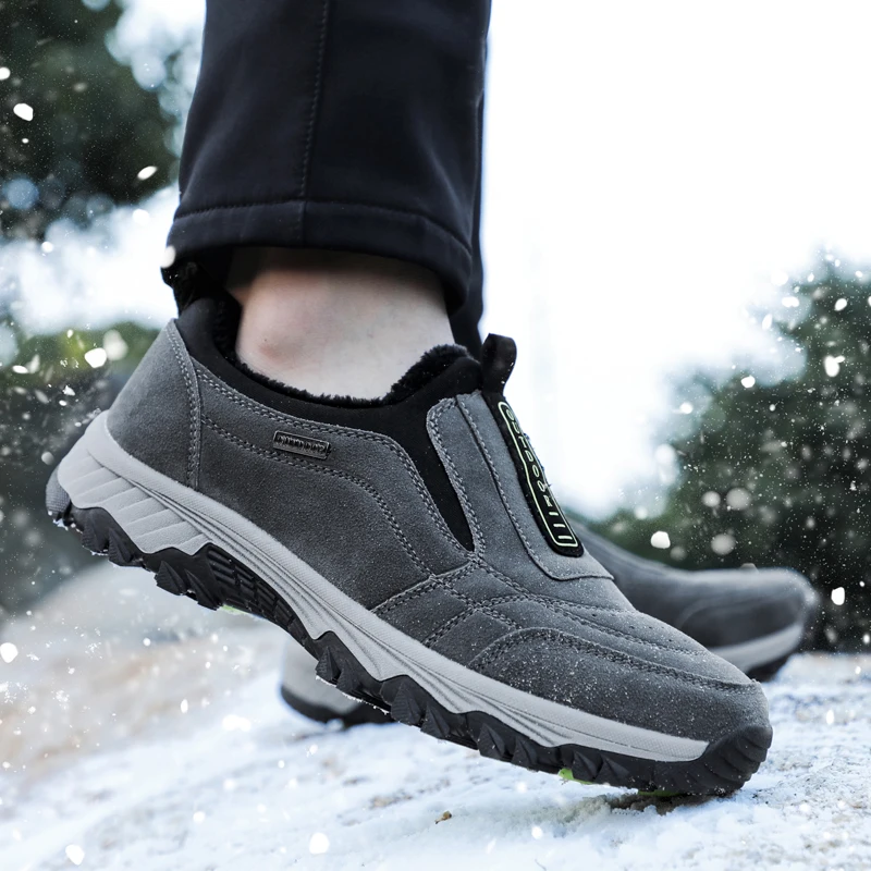 Men Sneakers Fashion Casual Lace-up Shoes High Quality Winter Plush Warm Snow Shoes Casual Men Outdoor Work Shoes For dad Gift