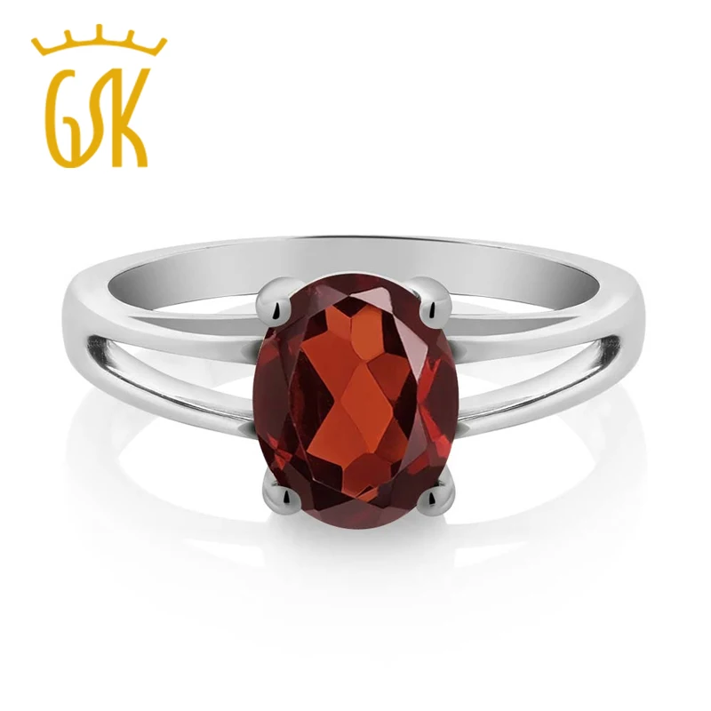 GemStoneKing женское Красное овальное Гранатовое кольцо твердое 925 пробы Серебряное кольцо пасьянс