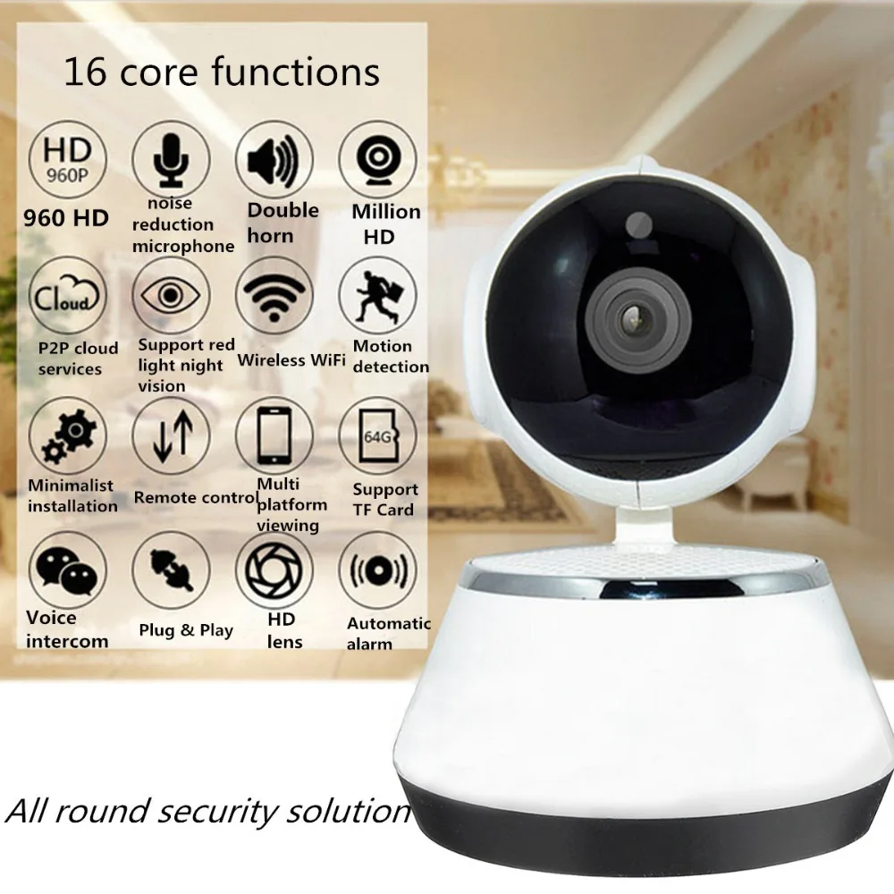 

White HD Wireless Wifi IP Camera 3.6mm Lens Wide Angle Baby monitor Support Night Vision 24h video recording for home Security