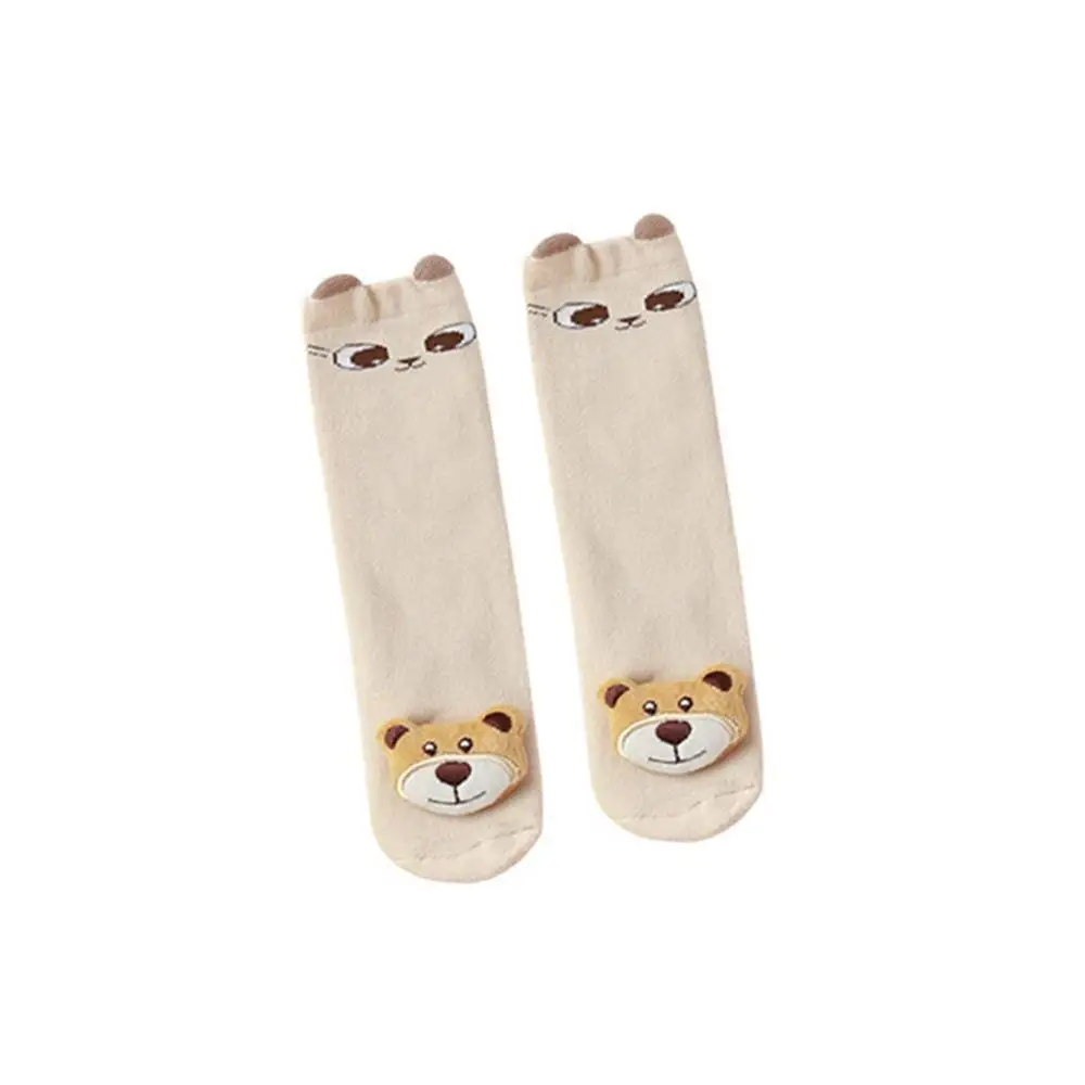 S khaki bear Милые носки для малышей; сезон осень-зима; утепленные Гольфы; носки для малышей; объемные кукольные носки для малышей; махровые гольфы для новорожденных - Цвет: S khaki bear