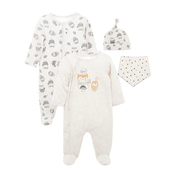 

Honeyzone Newborn Baby Girl Clothes Baby Romper Print Bibs Caps Set Vetement Bebe Fille Infant Jumpsuit Outfit 0-9m Value Pack