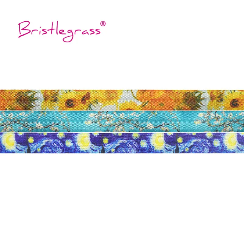 BRISTLEGRASS 2 Yard 5/8" 15mm Fox Dog Cat Rose Flower Floral Print FOE Fold Over Elastic Spandex Band Hair Tie Dress Sewing Trim