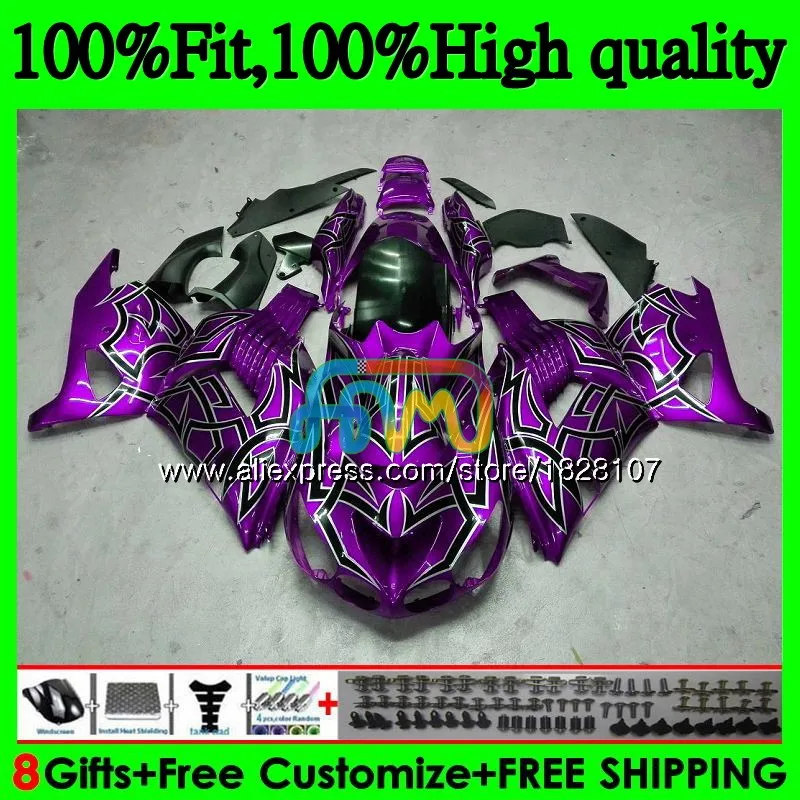Инъекции для KAWASAKI ZX 14R ZX14R 06 07 08 09 Фиолетовый Топ 10 11 21BS. 0 ZZR1400 ZX-14R 2006 2007 2008 2009 2010 2011 обтекатель