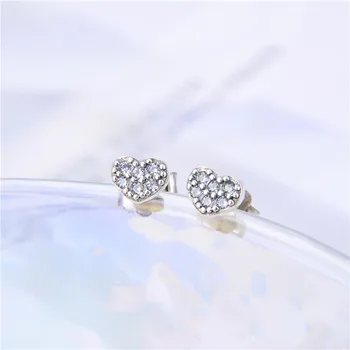 

Hot popular ear studs 100% 925 sterling silver zircon inlaid 925 earrings ladies new silver earrings gift fashion jewelry