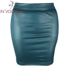 Женские юбки из искусственной кожи размера плюс 3XL, Повседневная осенне-летняя однотонная женская мини-юбка с завышенной талией выше колена