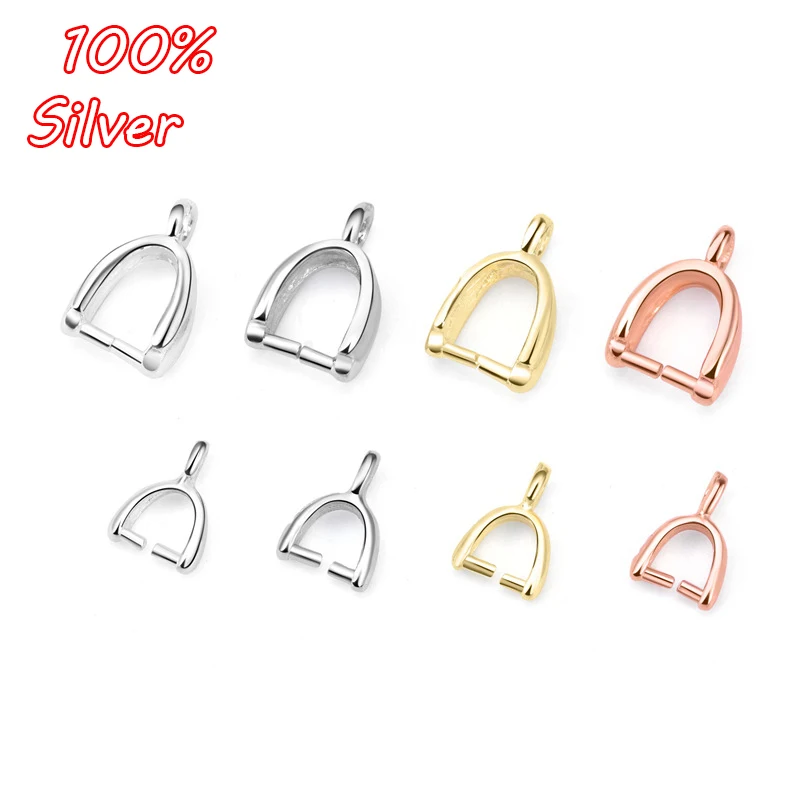 4pcs 925 Sterling Silver Pendant Clip Clasp Pinch Bail Connectors Natural Beads Charms For Jewelry making DIY Women's Accessorie |