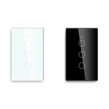 

Smart WiFi 3 Gang Light Switch Touch-Panel for Amazon Alexa Google Home Black