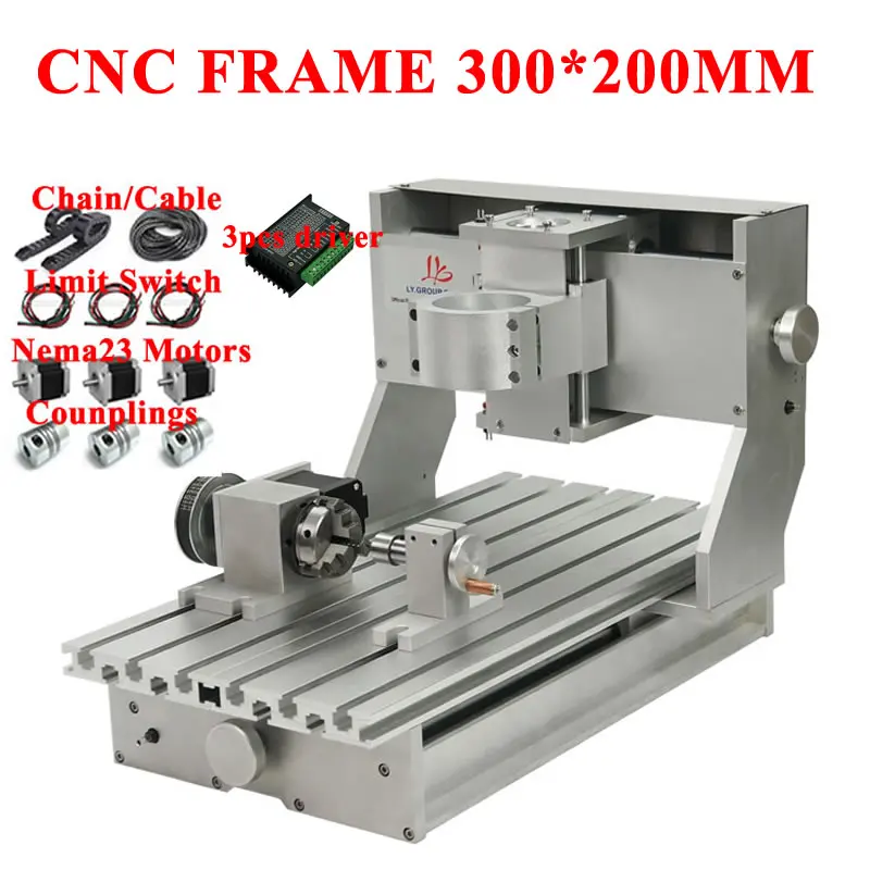 CNC рамка 3020 с Nema23 моторы 4 оси для дерева металла гравировальный станок PCB
