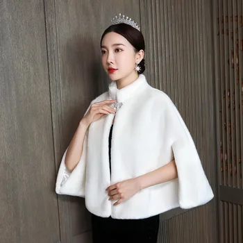 

Wedding Shawl Estola De Pele Falso Toreritas Mujer Bridal Wedding Cape Autumn Winter Dress Bridesmaid Cheongsam Warm Large Coat