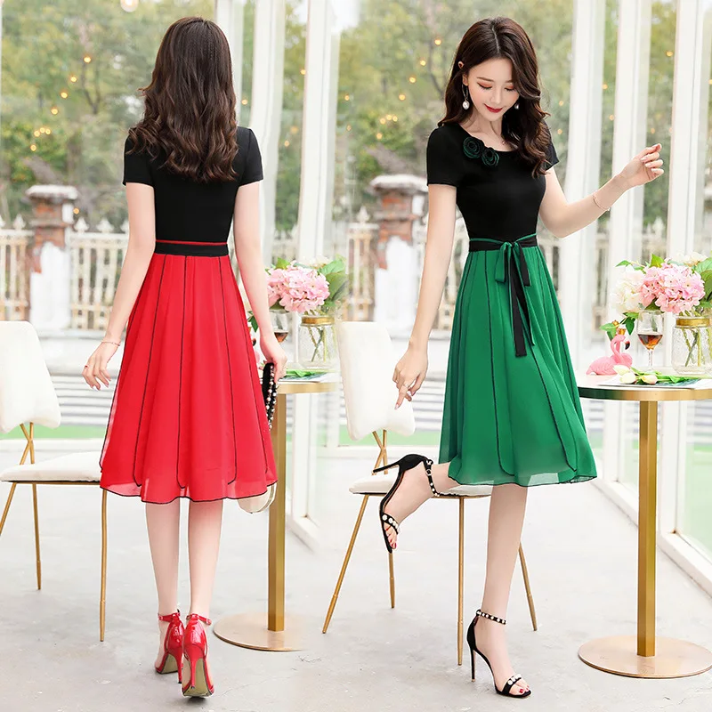 

Spring And Summer New Style Korean-style Slim Fit Slimming Mid-length WOMEN'S Short Sleeve Shirt Cotton Linen Dress