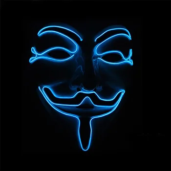 

BRELONG halloween LED illuminated vendetta EL mask glow for role playing party Smiley face funny mask