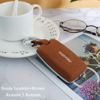 

New Suede Leather Car Key Case Bag For Land Rover Evoque Velar Discovery 5/Jaguar E-Pace 2018 2019 Key Chain Sport Protector