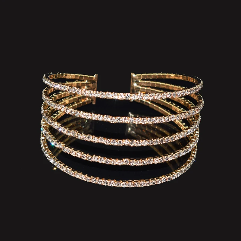 Bangle Bracelet Crystal Bracelets Elegant Lady Crystal Open Bracelets & Bangles Gold Silver Plated Bracelet Rhinestones for Women Bling Wedding Party Jewelry Gift