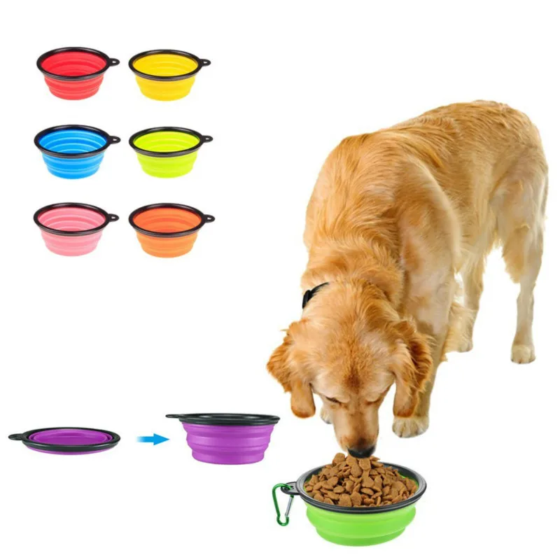 

850ml Portable Dog Bowl Silicone Traveling Folding with Buckle Puppy Collapsible Food Water Foldable Container Feeder for Dogs