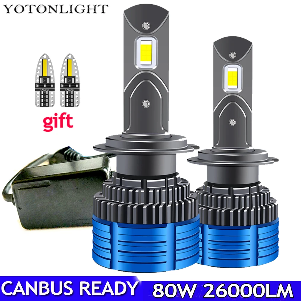 High Power H1 H11 H4 H3 H7 Led Canbus Headlight Bulbs 80w 26000lm 9005 Hb3 9006 Hb4 H8 H9 Car Lamp 9012 Hir2 No Error Free 6000k