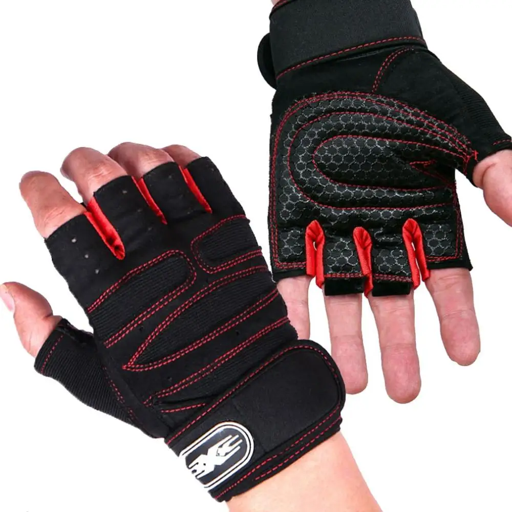 Мужские велосипедные перчатки для скалолазания на открытом воздухе, перчатки для велосипеда, летние спортивные перчатки для фитнеса, ударопрочные велосипедные перчатки - Цвет: red