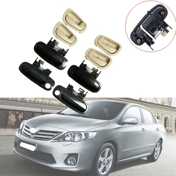 

8Pcs Car Door Handles Black Outside Beige Inside Left Right for Toyota Corolla 1998 - 2002 69230-02030 69220-02040