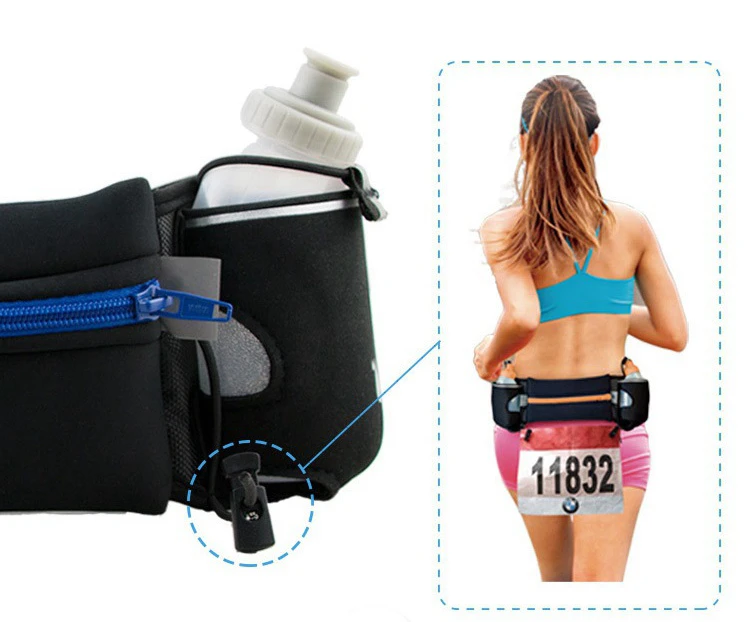 Man/Vrouw Marathon Trail Hardloop Taille Pack Voor Telefoon Waterfles Sportfanny Pack Fitness Dubbele Zak Hardloopriem Heuptas